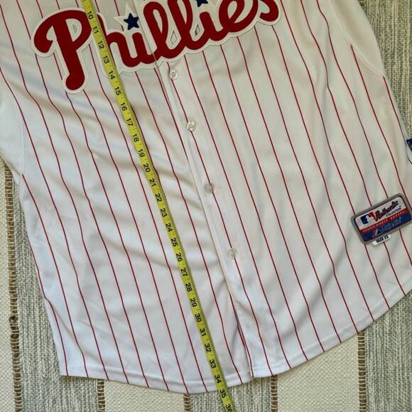 Philadelphia Phillies Hunter Pence #3 White Red Striped Baseball Jersey Size 52 - Picture 6 of 9